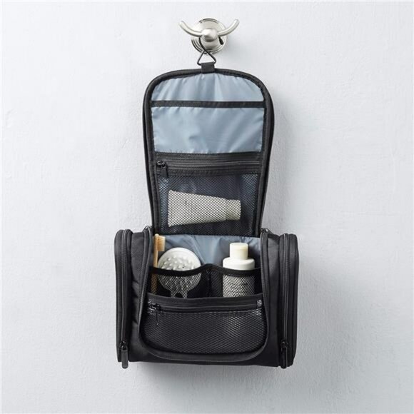 Hanging Travel Toiletry Bag Black Dopp Kit Organizer with Pockets for Men Women - Picture 6 of 7